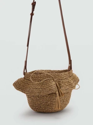 Torebka worek z naturalnego włókna brązowy - Dziewczyna - Rozmiar uniwersalny - MANGO TEEN