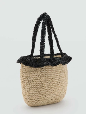 Torebka worek z naturalnych włókien czarny - Dziewczyna - Rozmiar uniwersalny - MANGO TEEN