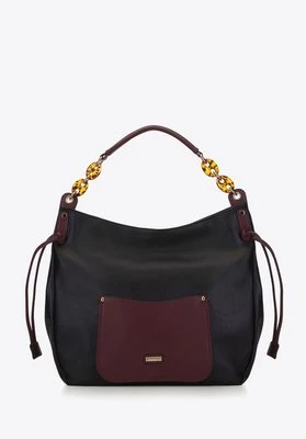 Torebka worek z otwartą kieszenią na froncie czarna Wittchen