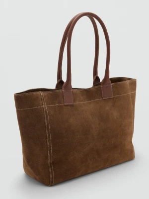 Torebka z 100% skóry dwoiny piaskowy - Dziewczyna - Rozmiar uniwersalny - MANGO TEEN