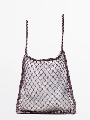 Torebka Z Siatki - Studio - Śliwkowy - Massimo Dutti - Female