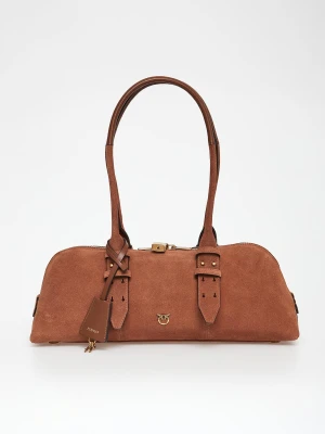 Torebka zamszowa Bowling Baguette Big PINKO