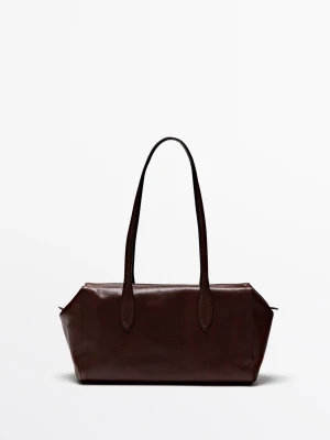 Torebka Ze Skóry Nappa - Bordowy - - Massimo Dutti - Kobieta