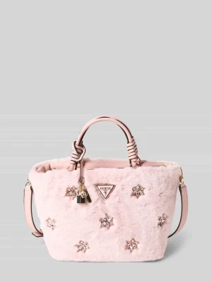 Torebka ze sztucznego futra z obszyciem ozdobnymi kamieniami model ‘SHAIDA’ Guess