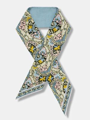 Tory Burch apaszka jedwabna Dream Paisley Silk damski kolor niebieski wzorzysta 177165.960