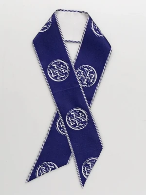 Tory Burch apaszka z jedwabiem Medallion damski kolor granatowy 174863-400