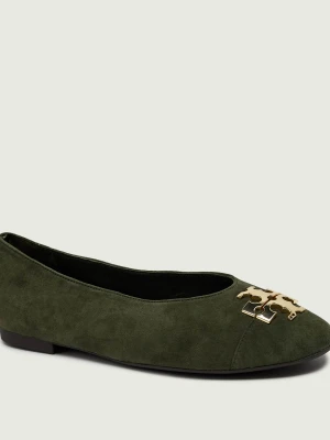 TORY BURCH Baleriny Charlie | zamsz oliwkowy