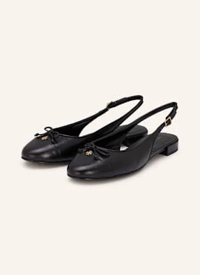 Tory Burch Baleriny Z Odkrytą Piętą schwarz