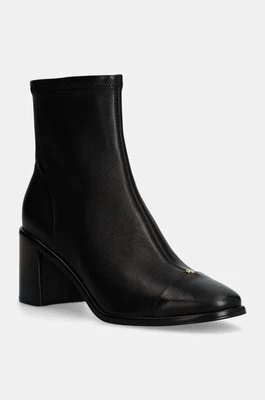 Tory Burch botki skórzane Cap-Toe Heel Ankle Boot damskie kolor czarny na słupku 159425-006