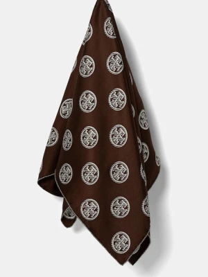Tory Burch chusta jedwabna Medallion damska kolor brązowy wzorzysta 171200-200