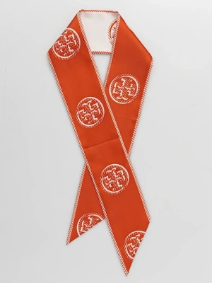 Tory Burch chusta z jedwabiem Medallion damski kolor pomarańczowy wzorzysty 174863-600