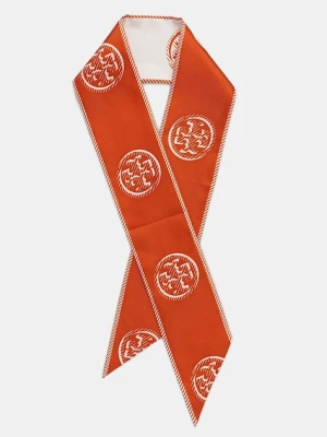 Tory Burch chusta z jedwabiem Medallion damski kolor pomarańczowy wzorzysty 174863-600