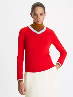 Tory Burch Czerwony sweter w szpic