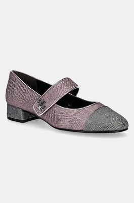 Tory Burch czółenka zamszowe Cap-Toe Mary Jane Pave Heel Ballet kolor różowy na słupku 162495-500