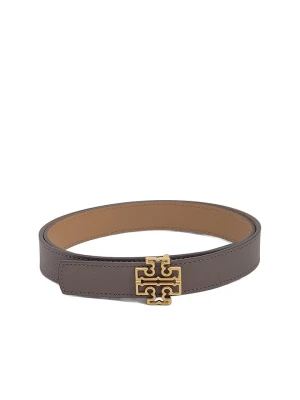 Tory Burch Dwustronny skórzany pasek w kolorze szaro-jasnobrązowym rozmiar: 95