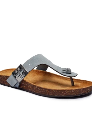 TORY BURCH Japonki Mellow | zamsz szary