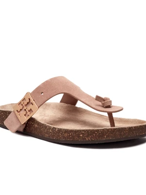 TORY BURCH Japonki MELLOW | zamsz beżowy