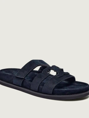TORY BURCH Klapki Ines | zamsz granatowy