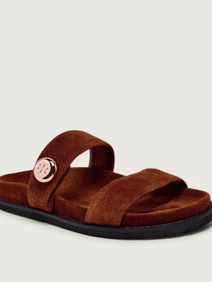 TORY BURCH Klapki ROMY | zamsz brązowy