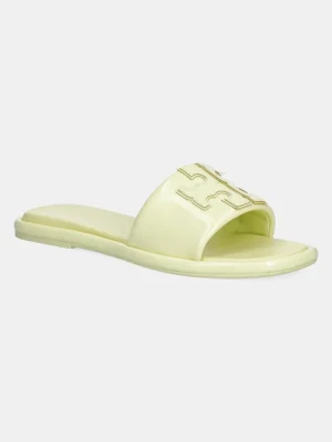 Tory Burch klapki skórzane Double T Sport Slide damskie kolor żółty 141380-701