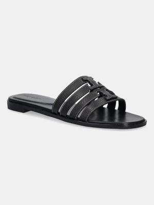 Tory Burch klapki skórzane Ines Cage Slide damskie kolor czarny 158616-006