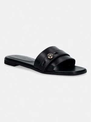 Tory Burch klapki skórzane Romy Slide czarny