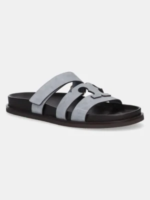 Tory Burch klapki zamszowe Ines Sport damskie kolor niebieski 167709-100