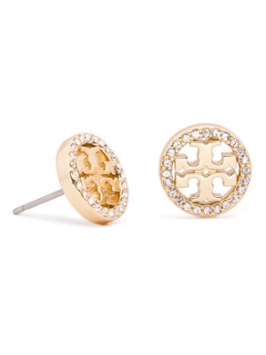 Tory Burch Kolczyki Crystal Logo Circle Stud Earring 53422 Złoty