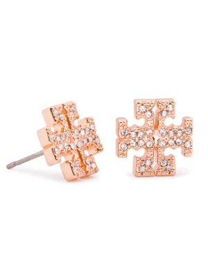 Tory Burch Kolczyki Crystal Logo Stud Earring 53423 Różowy