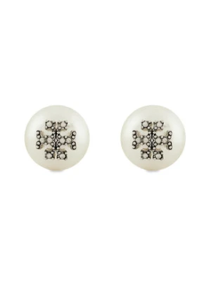 Tory Burch Kolczyki Kira Pearl Stud 163698 Biały