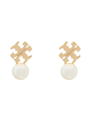 Tory Burch Kolczyki LOGO AND PEARL STUD EARRINGS 184421 Złoty