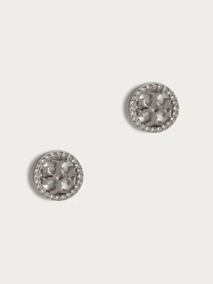 Tory Burch - Kolczyki MILLER PAVE STUD srebrny