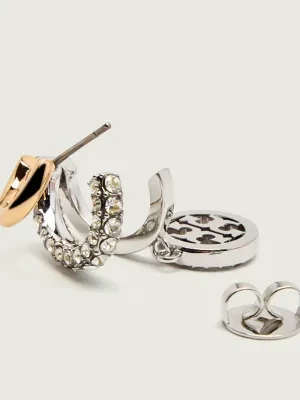TORY BURCH Kolczyki Miller Pave Triple Hoop