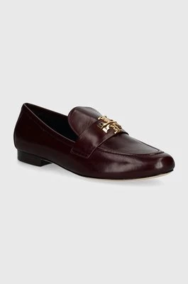 Tory Burch mokasyny skórzane Eleanor Loafer damskie kolor bordowy na płaskim obcasie 158204-500