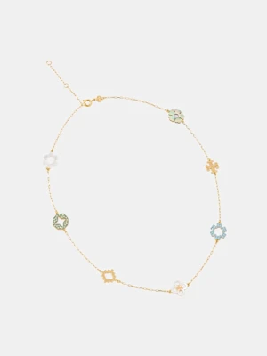 Tory Burch naszyjnik damski pozłacany kryształowy ForgetMe
