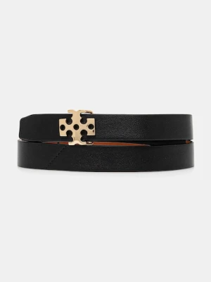 Zdjęcie produktu Tory Burch pasek skórzany dwustronny Logo damski kolor czarny 157857-001