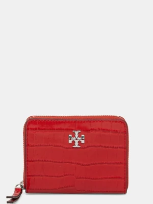 Tory Burch portfel skórzany Kira Croc Small Zip damski kolor czerwony 174401.600