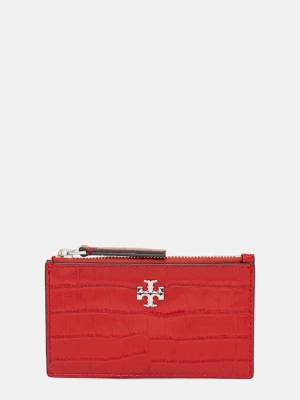 Tory Burch portfel skórzany Kira Croc Zip Card damski kolor czerwony 174546.600