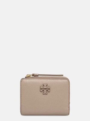 Tory Burch portfel skórzany McGraw Bi-Fold damski kolor beżowy 158904