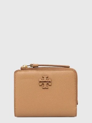 Tory Burch portfel skórzany McGraw Bi-Fold damski kolor brązowy 158904.227