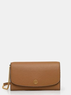 Tory Burch portfel skórzany Robinson damski kolor brązowy 146367.202