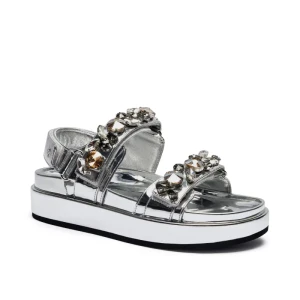 TORY BURCH Sandały KIRA EMBELLISHED | z dodatkiem skóry