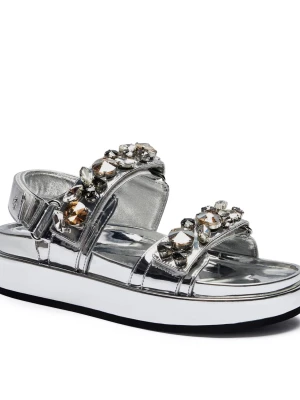 TORY BURCH Sandały KIRA EMBELLISHED | z dodatkiem skóry