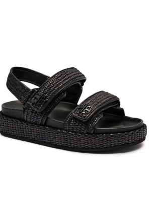 TORY BURCH Sandały KIRA | z dodatkiem skóry czarny