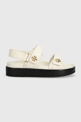 Tory Burch sandały skórzane Kira Sport Sandal damskie kolor beżowy na platformie 144328.104