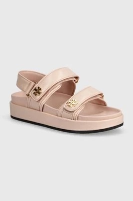 Tory Burch sandały skórzane Kira Sport Sandal damskie kolor różowy na platformie 144328.652
