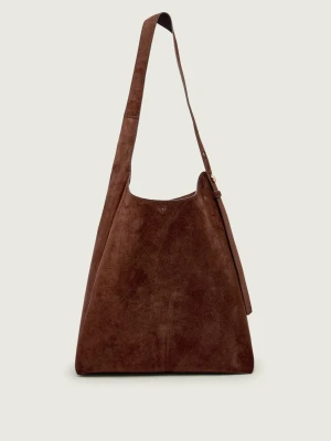 TORY BURCH Shopperka Romy | zamsz brązowy