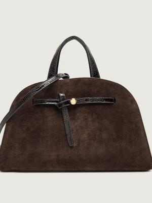 TORY BURCH Shopperka Romy | zamsz brązowy