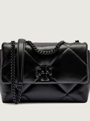 TORY BURCH Skórzana torebka na ramię Kira Diamond czarny