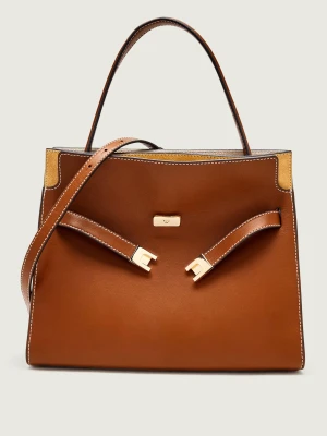 TORY BURCH Skórzana torebka na ramię Lee Radziwill | zamsz